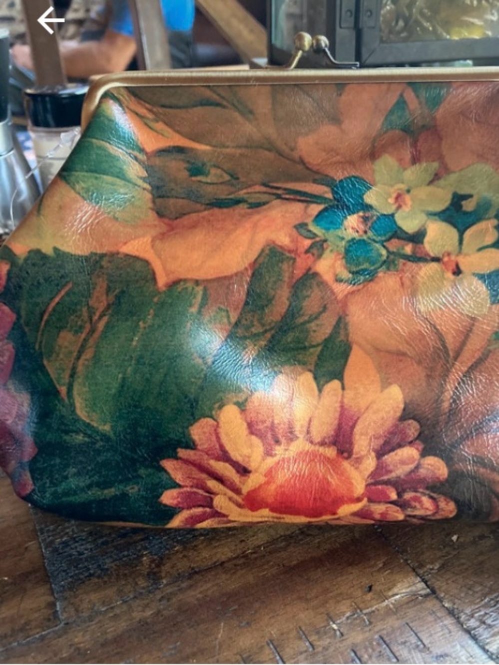 Patricia Nash Floral Leather clutch in Green and Orange